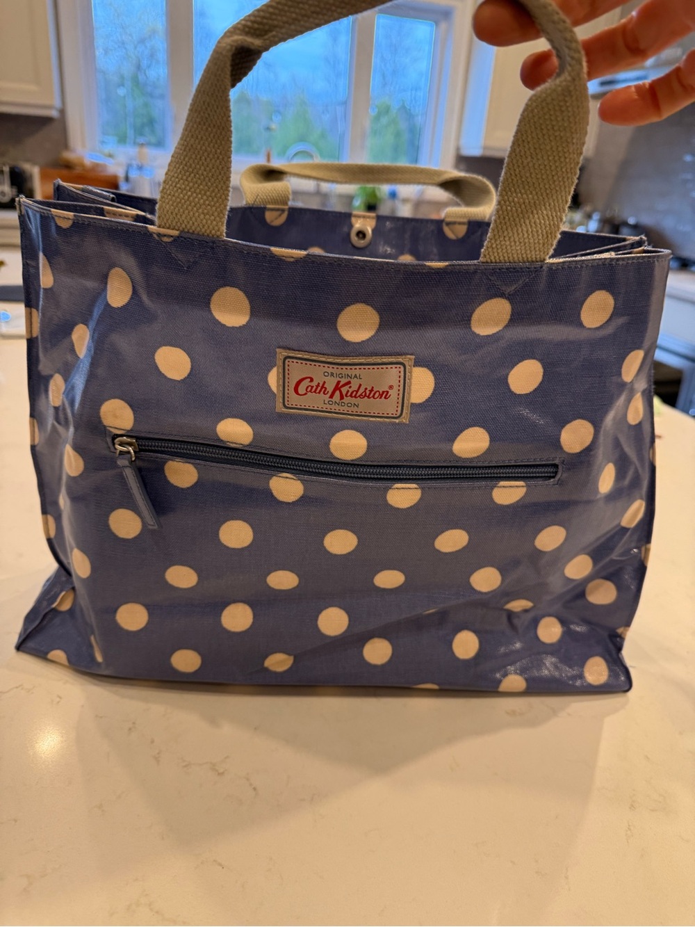 Cath Kidston Blue Polka Dot Coated Canvas Tote